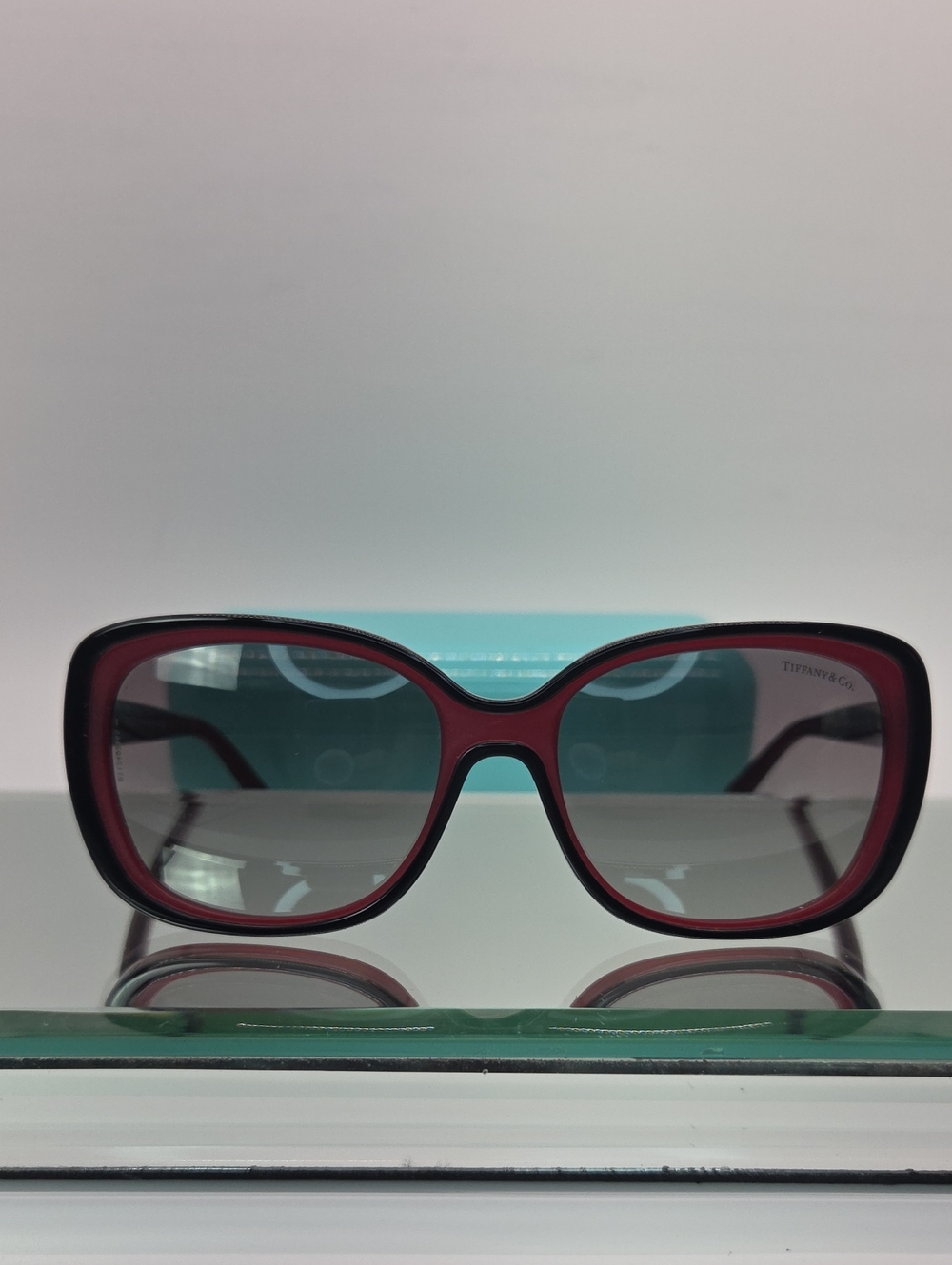 Tiffany & Co. TF 4091-B Black and Burgundy Oversized Sunglasses Keyhole